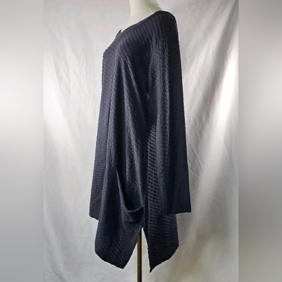 Lisa Bayne Dress XXL Gray Lagenlook Knit Asymmetrical Artful Home Art to Wear - Picture 5 of 9